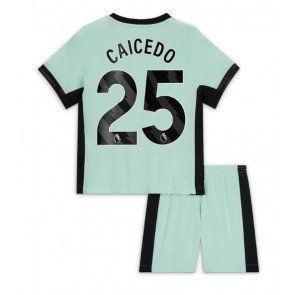 Chelsea Moises Caicedo #25 Tredje Kläder Barn 2023-24 Kortärmad (+ Korta byxor)
